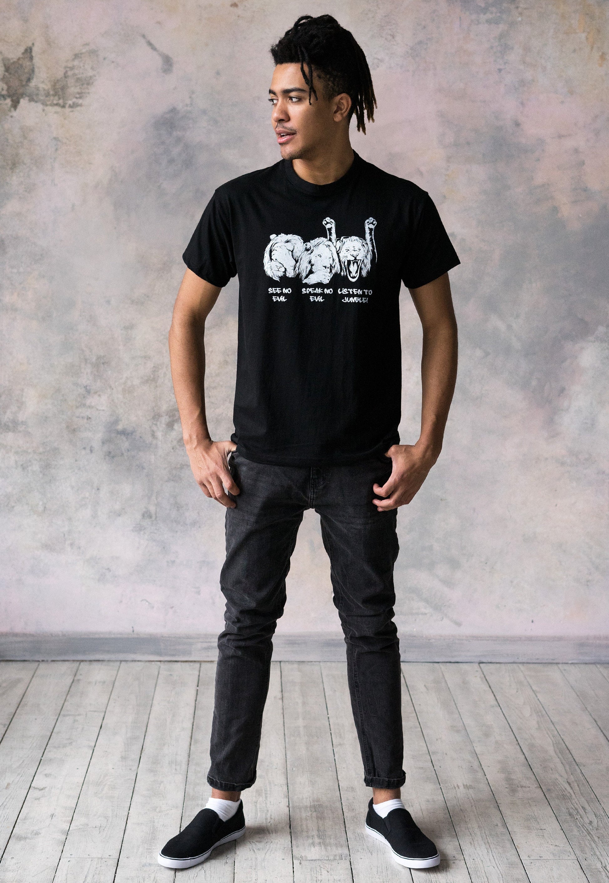 Junglist Lions T Shirt Jungle Massive Drum and Bass DJ & Synth Music Amen Break Breakbeat Synth Music Producer Festival Mens Printed Tee