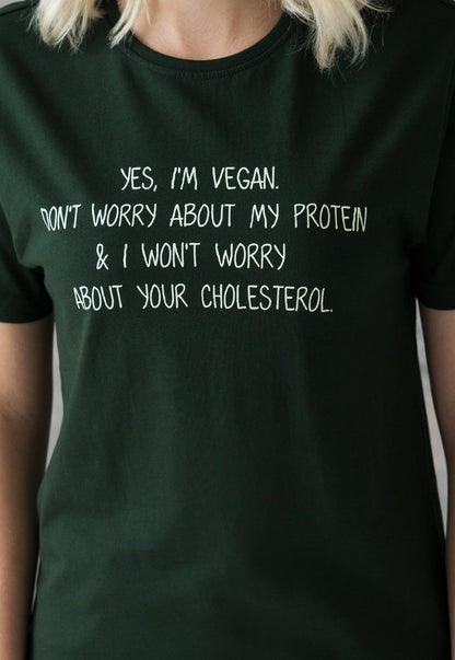 Vegan T Shirt Don't Worry About My Protein Veggie Slogan Funny Positive Activist AF Animal Liberation Be Kind Women's Men's Unisex Top Tee