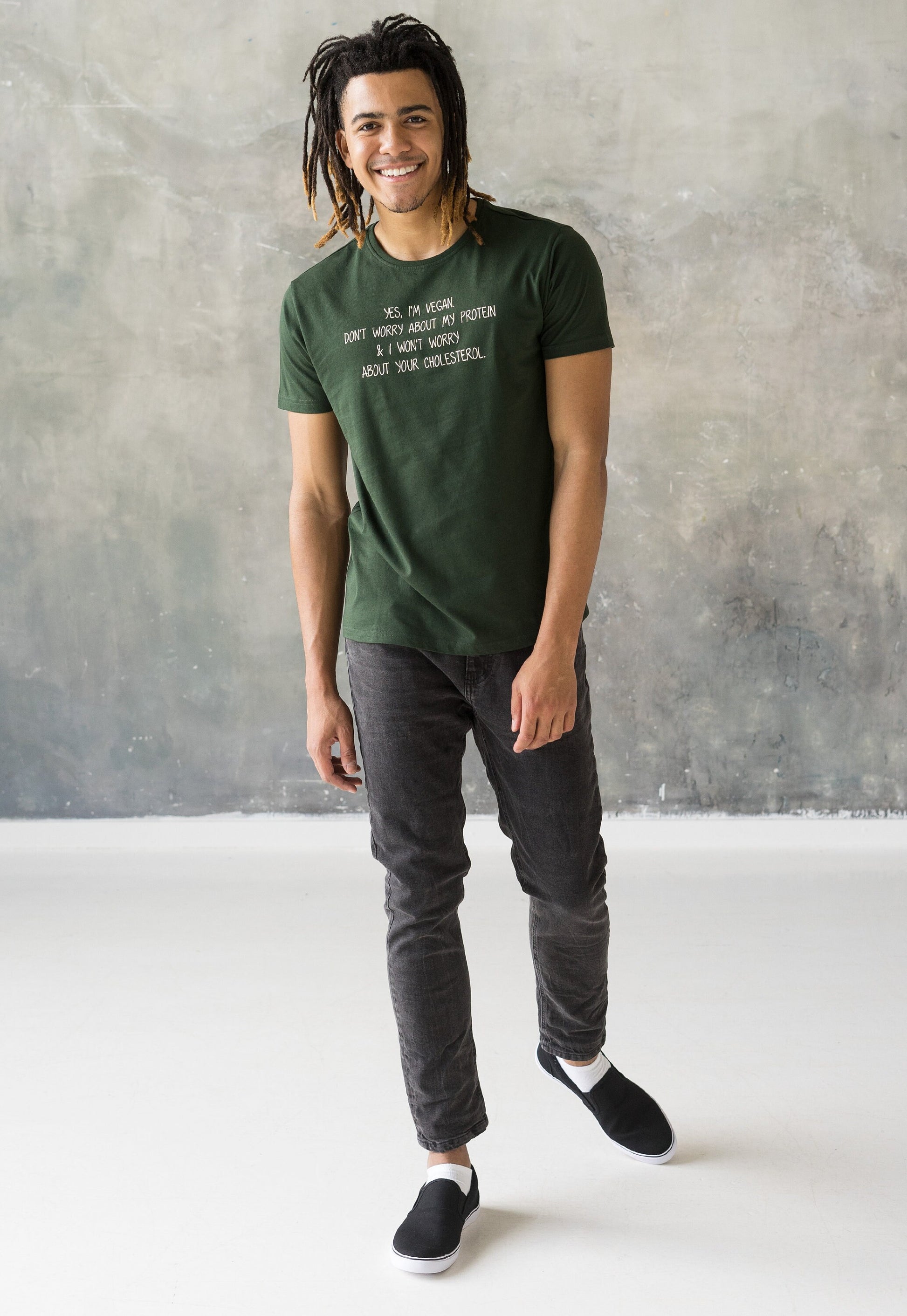 Vegan T Shirt Don't Worry About My Protein Veggie Slogan Funny Positive Activist AF Animal Liberation Be Kind Women's Men's Unisex Top Tee