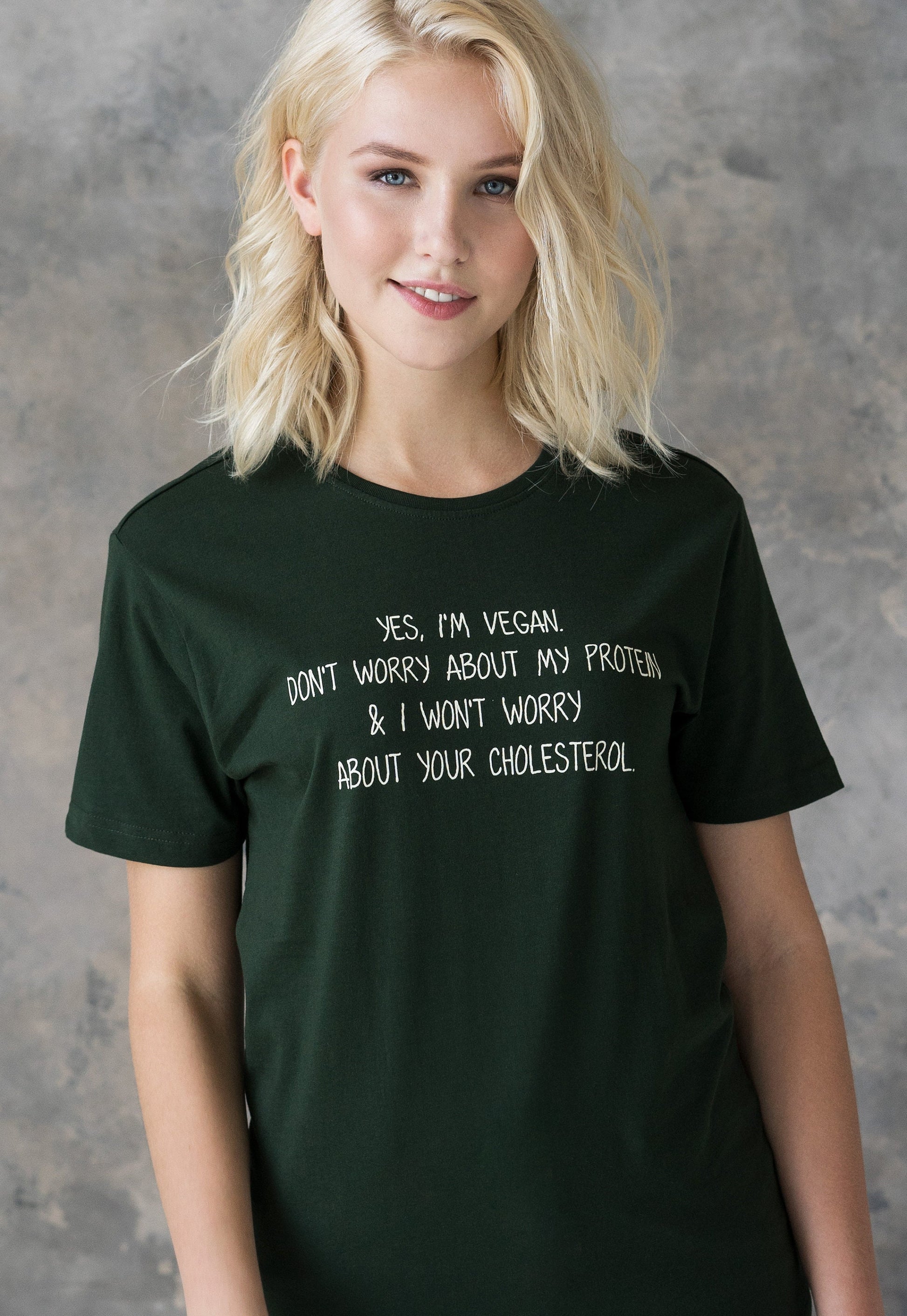 Vegan T Shirt Don't Worry About My Protein Veggie Slogan Funny Positive Activist AF Animal Liberation Be Kind Women's Men's Unisex Top Tee