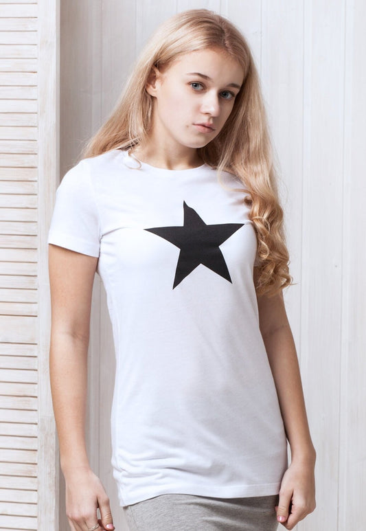 Black Star T Shirt Minimalist Abstract Geometric Streetwear Skater Retro Graphic Band Music Cute Gifts For Her Printed Womens Ladies Tee Top