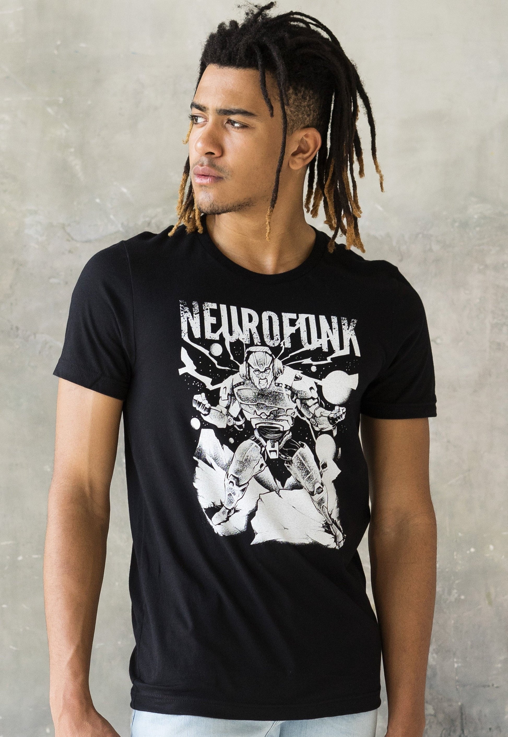 Neurofunk Destruction T Shirt - Drum and Bass Robot DJ Synthesizer & n Synth Music Producer Junglist Dubstep Mens Womens Graphic Printed Tee