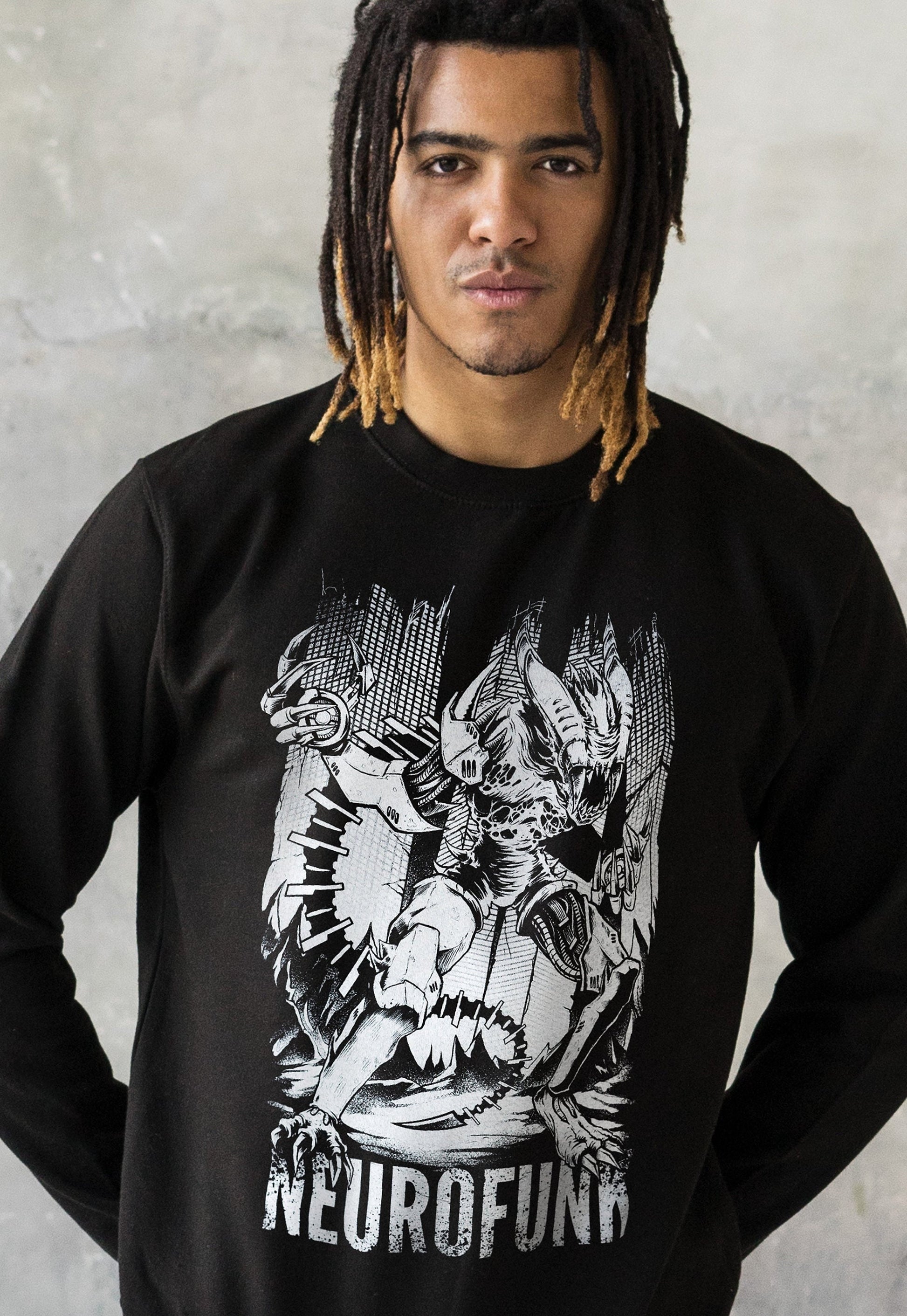 Neurofunk Invasion Sweatshirt Alien Junglist Drum and Bass DJ Synth Amen Music Producer Festival Mens Sweatshirt Sweater Pullover Jumper Top