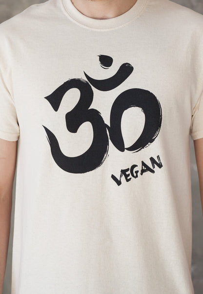 Vegan T Shirt - Om Vegetarian Edgy Veggie Animal Rights Ohm Aum Yoga Meditation Sanskrit Peace Activist Lotus Men's Women's Printed Top Tee