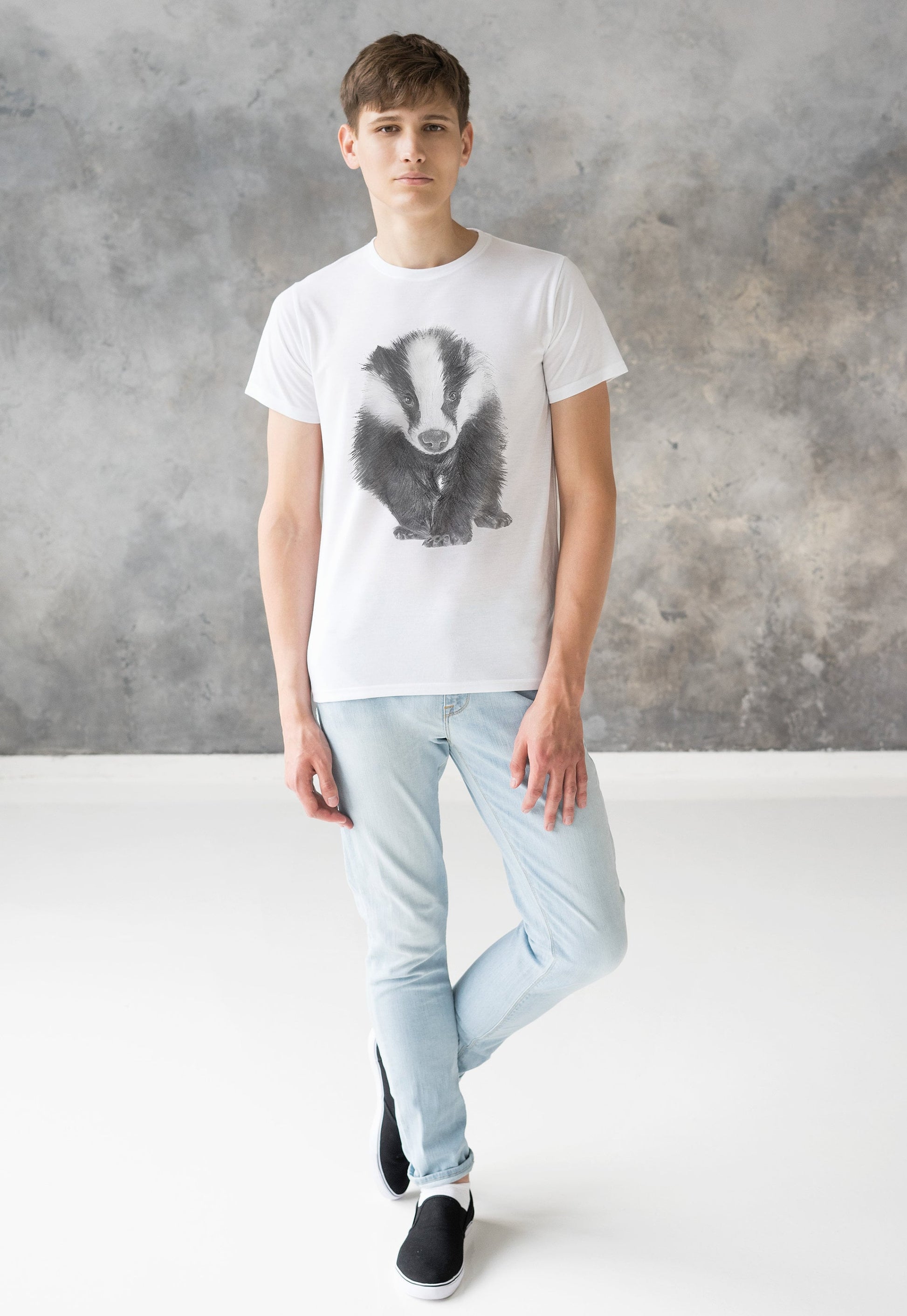Badger T Shirt Artist Pencil Sketch Drawing Vegan Animal Cute Forest Nature Anti Cull Hunting Saboteur Men's Women's Graphic Printed Tee Top