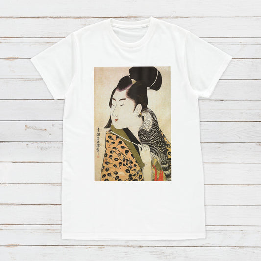 Japanese Ukiyo-e T Shirt Woodblock Art Choensai Eishin Falconer Samurai Japan Martial Arts Kanji Calligraphy Womens Mens Graphic Printed Tee