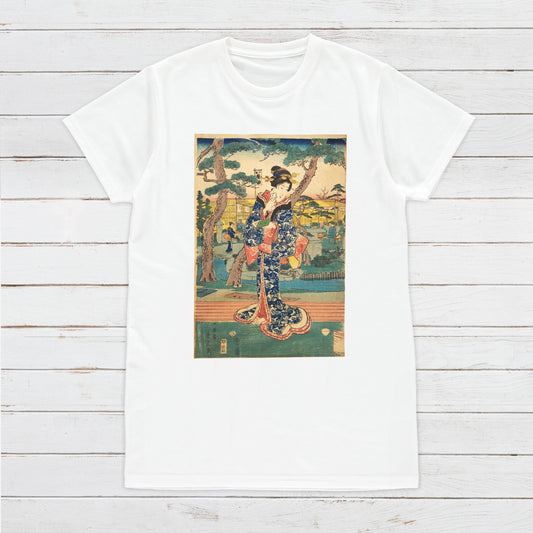 Japanese Ukiyo-e T Shirt Woodblock Art Hiroshige Tokyo Geisha Geiko Maiko Japan Kanji Calligraphy Womens Mens Graphic Printed Tee
