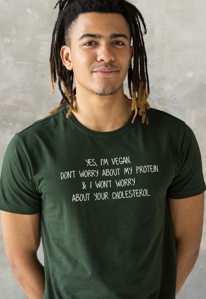 Vegan T Shirt Don't Worry About My Protein Veggie Slogan Funny Positive Activist AF Animal Liberation Be Kind Women's Men's Unisex Top Tee