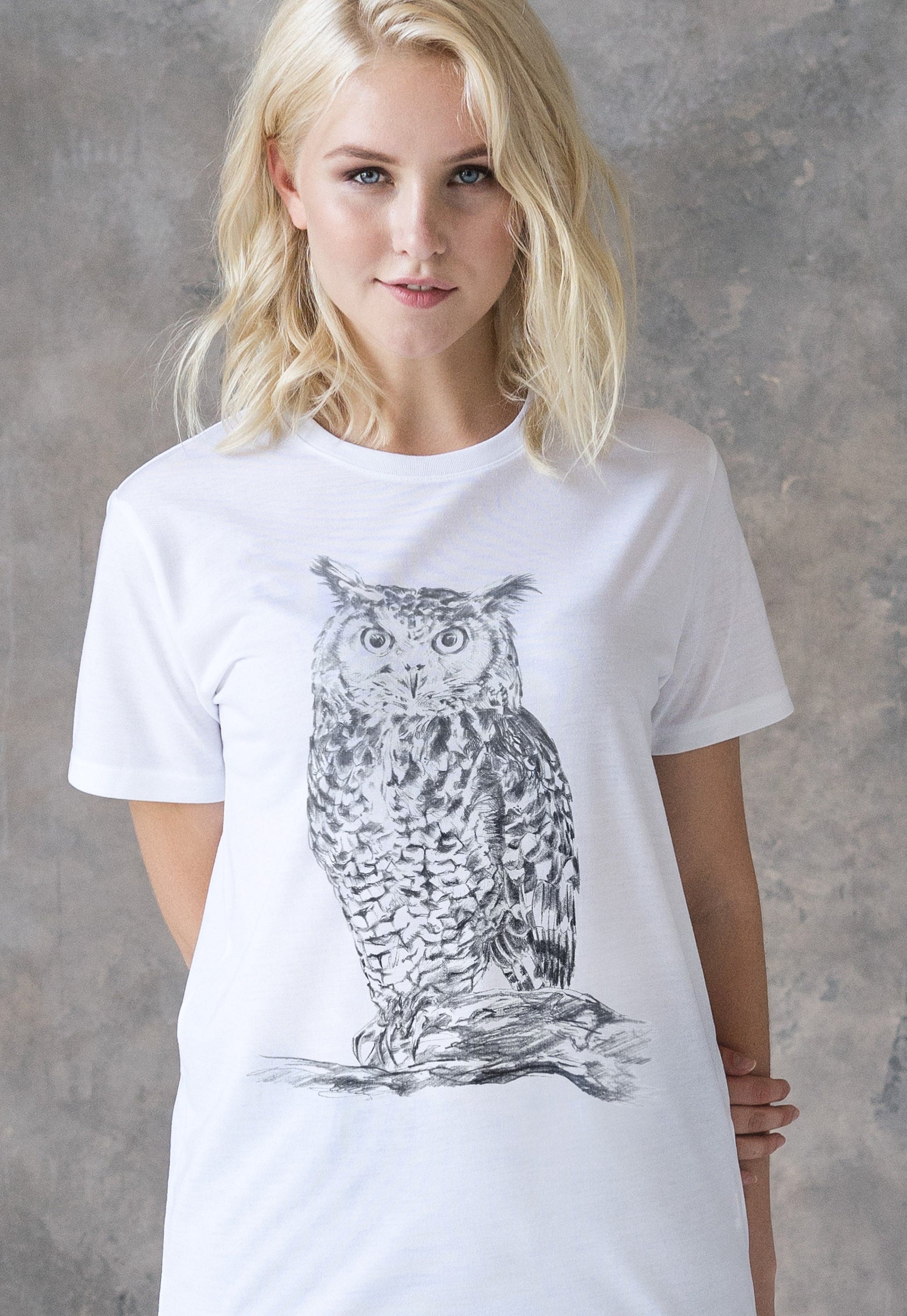 Owl T Shirt Artist Pencil Sketch Drawing Wild Bird Animal Vegan AF Cute Pretty Art Forest Nature Men's Women's Gifts Graphic Printed Top Tee