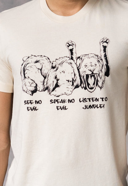 Junglist Lions T Shirt Jungle Massive Drum and Bass DJ & Synth Music Amen DnB Breakbeat Synth EDM Music Producer Festival Mens Printed Tee