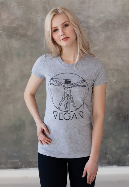 Vegan T Shirt Da Vinci Art Drawing Sketch Minimalist Edgy Veggie AF Animal Liberation Rights Freedom Be Kind Slogan Womens Girls Printed Tee