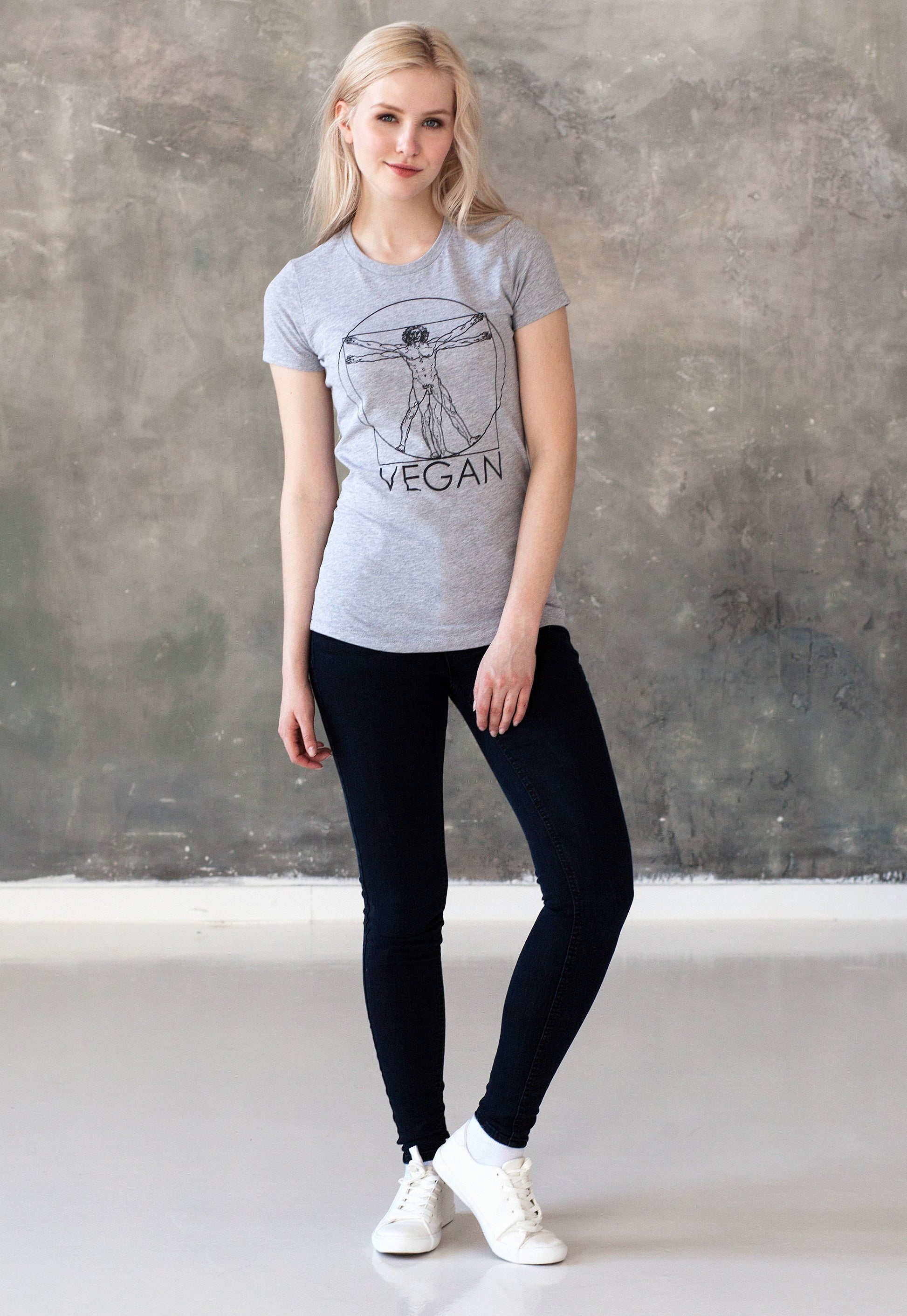 Vegan T Shirt Da Vinci Art Drawing Sketch Minimalist Edgy Veggie AF Animal Liberation Rights Freedom Be Kind Slogan Womens Girls Printed Tee