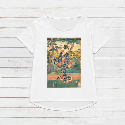 Japanese Ukiyo-e T Shirt Woodblock Art Hiroshige Tokyo Geisha Geiko Maiko Japan Kanji Calligraphy Womens Mens Graphic Printed Tee