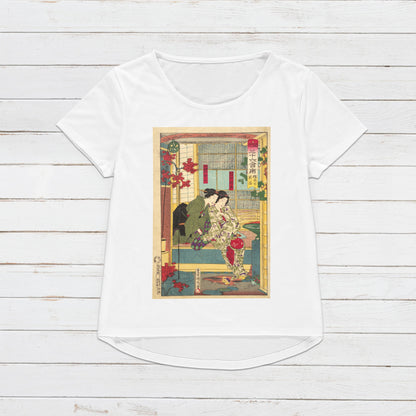 Japanese Ukiyo-e T Shirt Woodblock Art Toyohara Kunichika Tokyo Geisha Geiko Maiko Japan Kanji Calligraphy Womens Mens Graphic Printed Tee