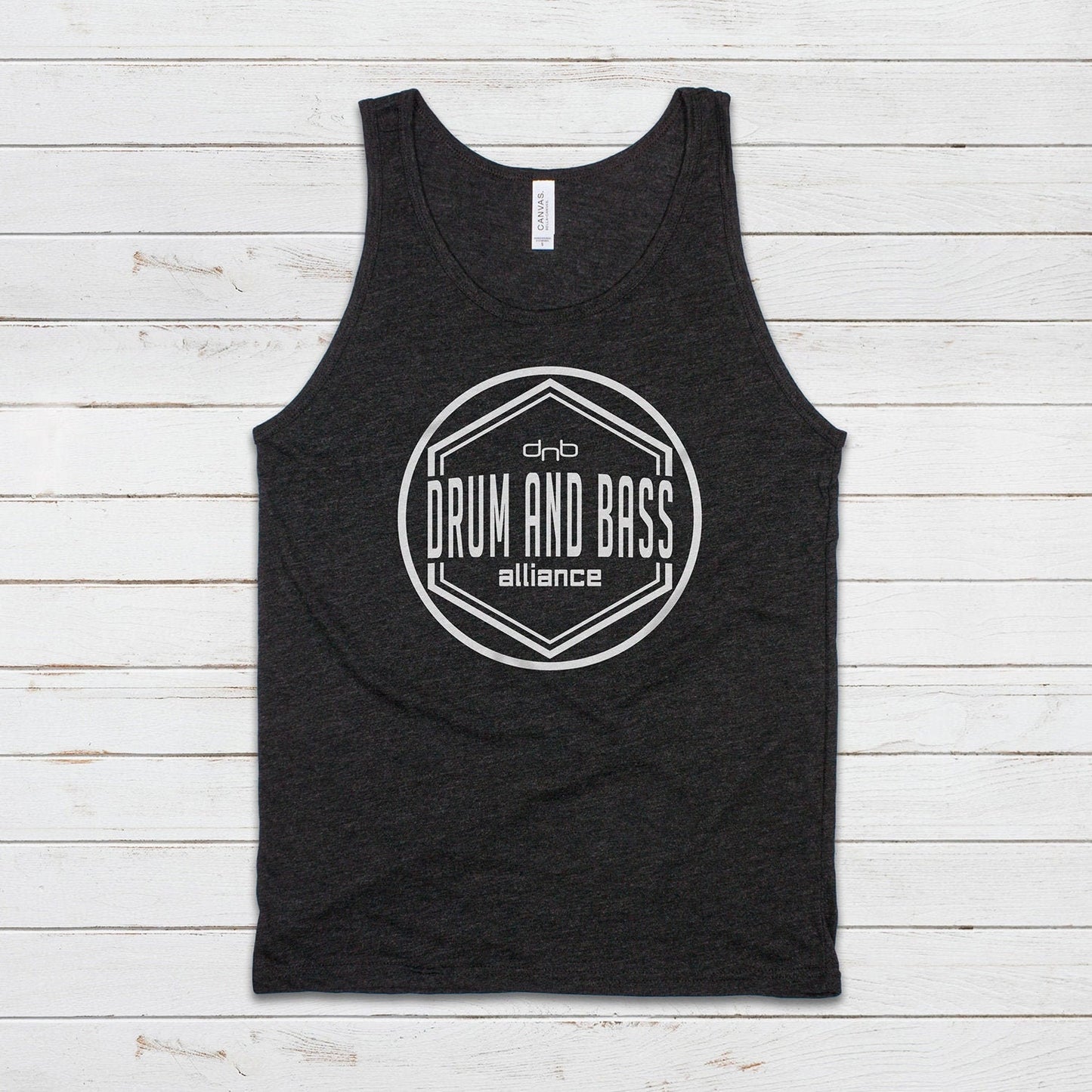 Drum and Bass Alliance Logo Tank Top Jungle Junglist DJ & n DnB Synth Synthesizer Music Producer Festival Mens Womens Printed Cami Vest Tee
