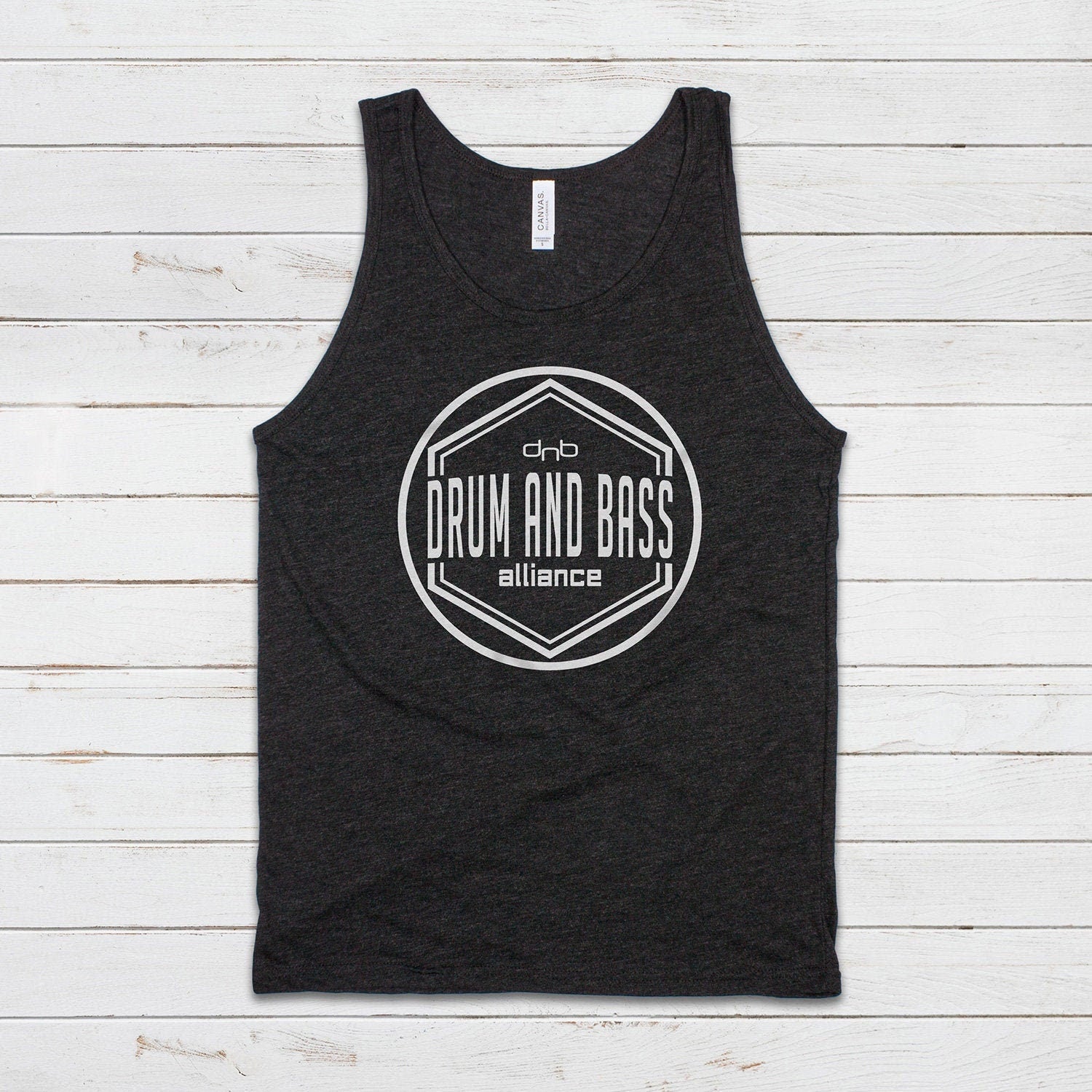 Drum and Bass Alliance Logo Tank Top Jungle Junglist DJ & n DnB Synth Synthesizer Music Producer Festival Mens Womens Printed Cami Vest Tee