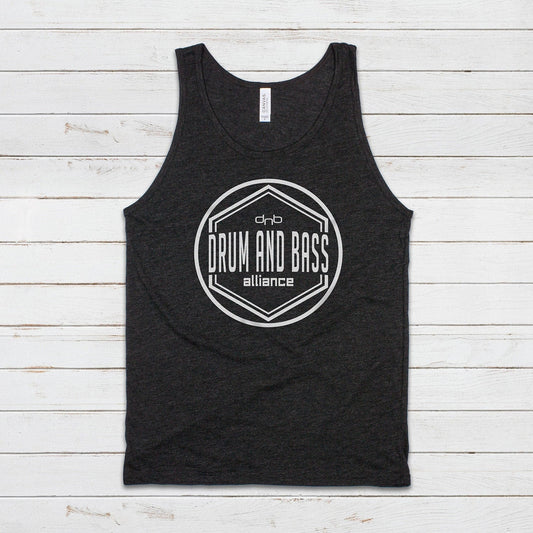 Drum and Bass Alliance Logo Tank Top Jungle Junglist DJ & n DnB Synth Synthesizer Music Producer Festival Mens Womens Printed Cami Vest Tee