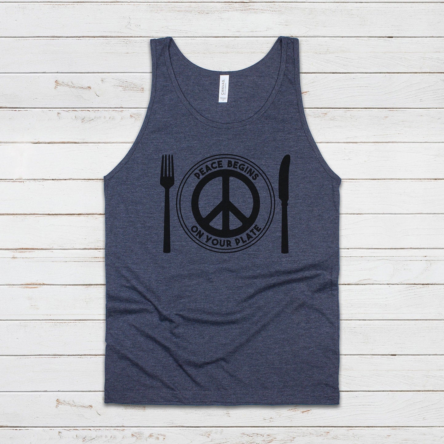 Vegan Tank Top Peace Plate Vegetarian ALF AF Animal Rights Liberation Be Kind Climate Change Peace Sign Mens Womens Printed Vest Cami Tee
