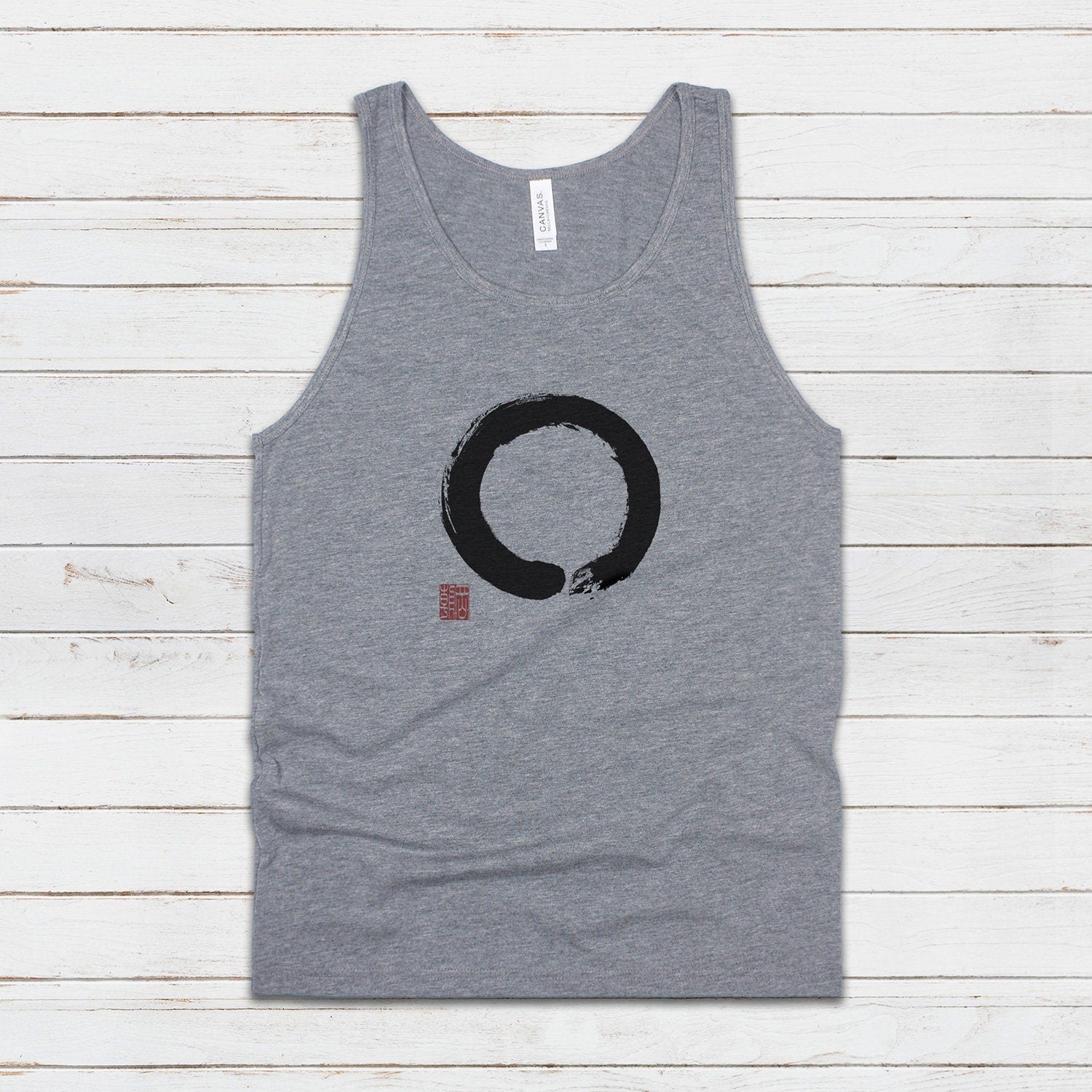 Japanese Calligraphy Tank Top - Enso Circle Buddism Buddhist Japan Traditional Art Martial Arts Anime Manga Mens Womens Printed Vest Cami