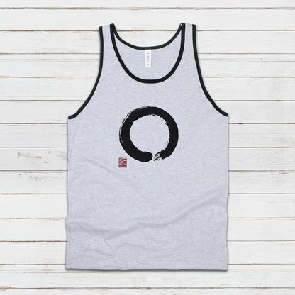 Japanese Calligraphy Tank Top - Enso Circle Buddism Buddhist Japan Traditional Art Martial Arts Anime Manga Mens Womens Printed Vest Cami