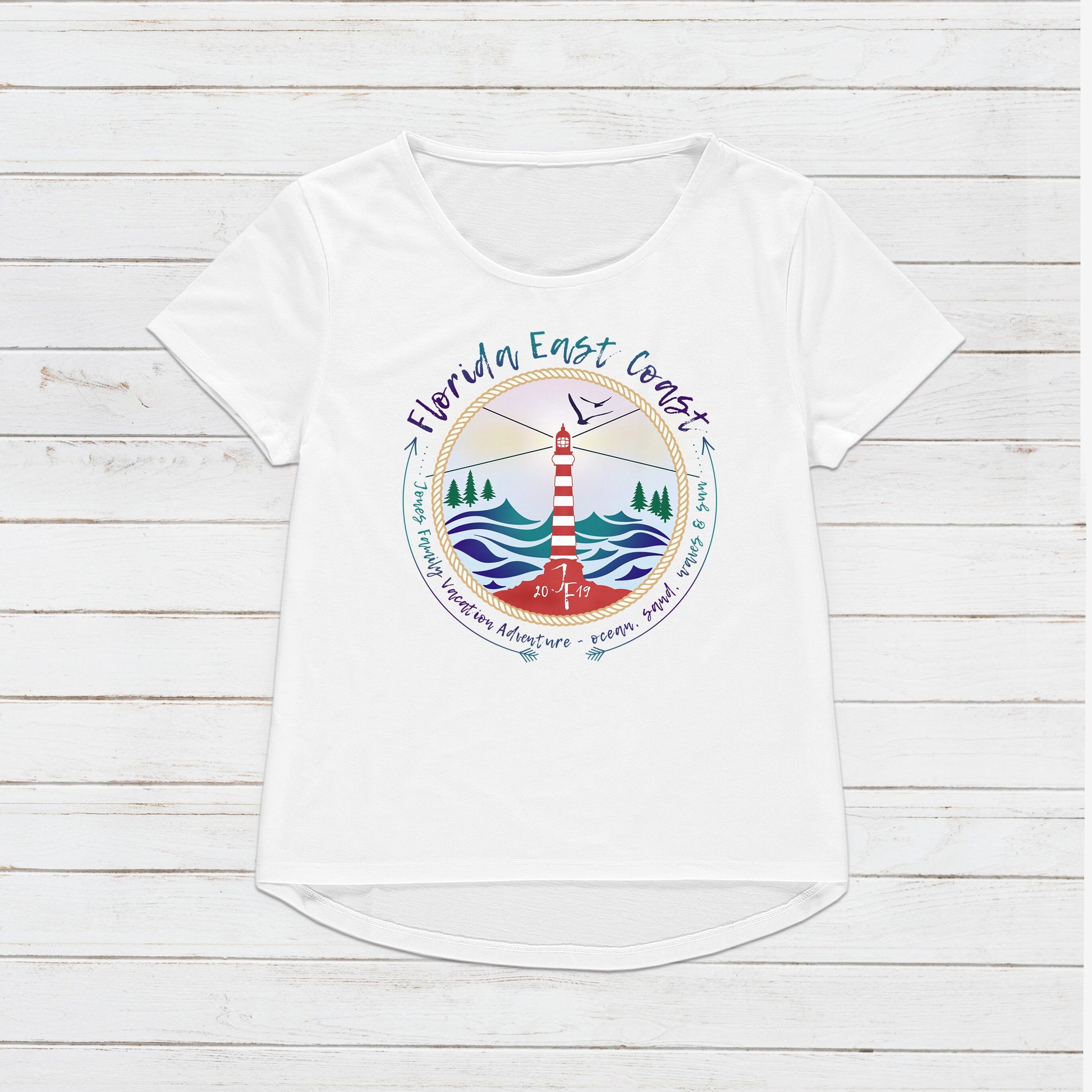 Custom Vacation T Shirt Family Adventure Personalized Name Message Text Country Beach Camping BBQ Lighthouse Airplane Squad Women's Mens Tee