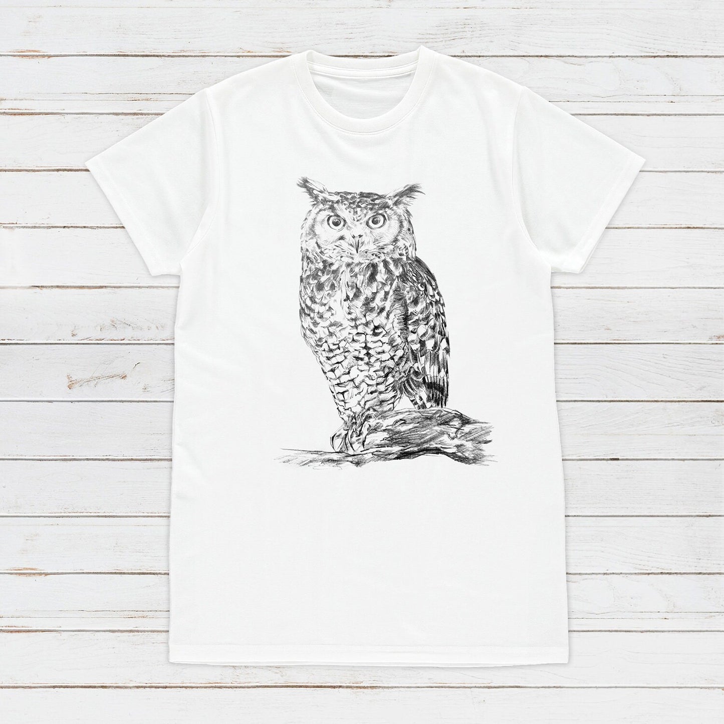 Owl T Shirt Artist Pencil Sketch Drawing Wild Bird Animal Vegan AF Cute Pretty Art Forest Nature Men's Women's Gifts Graphic Printed Top Tee