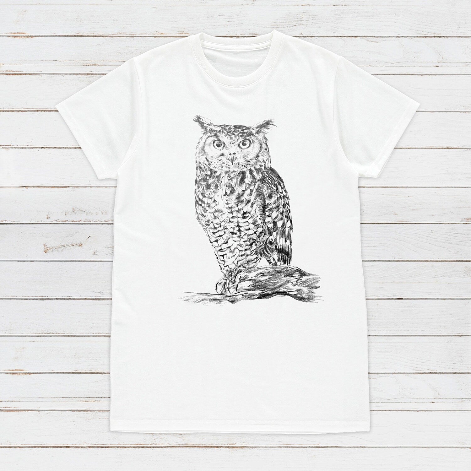 Owl T Shirt Artist Pencil Sketch Drawing Wild Bird Animal Vegan AF Cute Pretty Art Forest Nature Men's Women's Gifts Graphic Printed Top Tee