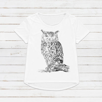 Owl T Shirt Artist Pencil Sketch Drawing Wild Bird Animal Vegan AF Cute Pretty Art Forest Nature Men's Women's Gifts Graphic Printed Top Tee