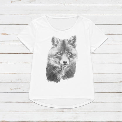 Fox T Shirt Artist Pencil Sketch Drawing Fox Cub Vegan Animal Animals Cute Veggie Forest Nature Men's Women's Unisex Graphic Printed Top Tee