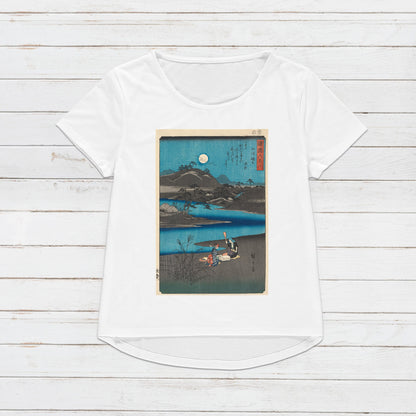 Japanese Ukiyo-e T Shirt Woodblock Art Hiroshige Six Jewel Rivers Japan Kanji Calligraphy Pretty Print Gifts Womens Mens Graphic Printed Tee