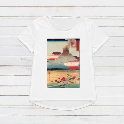 Japanese Ukiyo-e T Shirt Woodblock Art Hiroshige II 2 Mountain Asama Japan Traditional Kanji Calligraphy Womens Mens Graphic Printed Tee