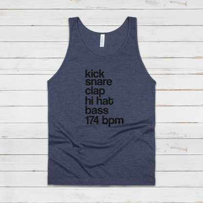 Drum and Bass Tank Top 74 BPM Synthesizer Jungle DnB Junglist DJ EDM Synth Music Producer Festival Mens Womens Graphic Printed Cami Vest Tee