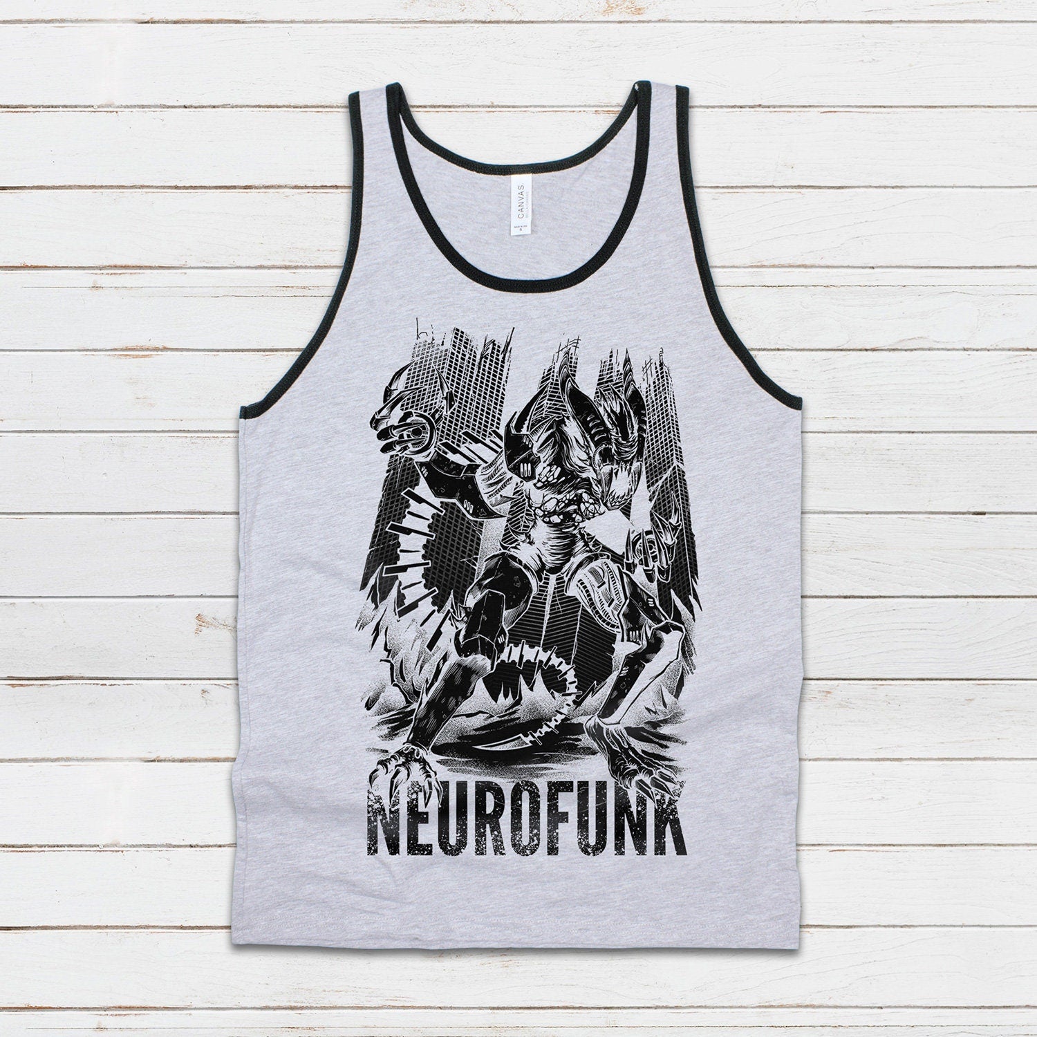 Neurofunk Invasion Tank Top Alien Junglist Jungle Drum and Bass DJ Synth Music Producer Festival Mens Womens Graphic Printed Cami Vest Tee