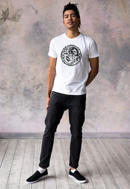 Yin Yang Dragons T Shirt - Dragon Taoism Traditional Japanese Chinese Yoga Zen Martial Arts Tai Chi Taijitu Mens Womens Screen Printed Tee