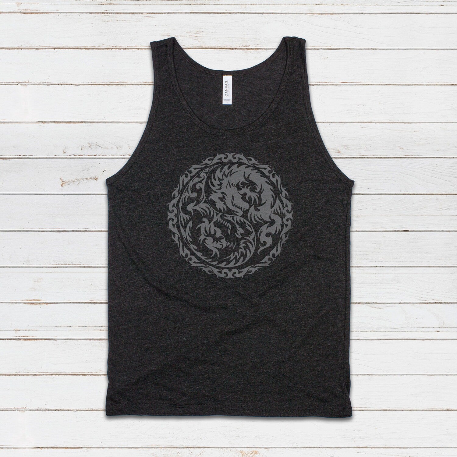 Yin Yang Dragons Tank Top Dragon Taoism Japanese Chinese Zen Yoga Gym Casual Martial Arts Taijitu Women's Mens Printed Cami Tee Vest T Shirt