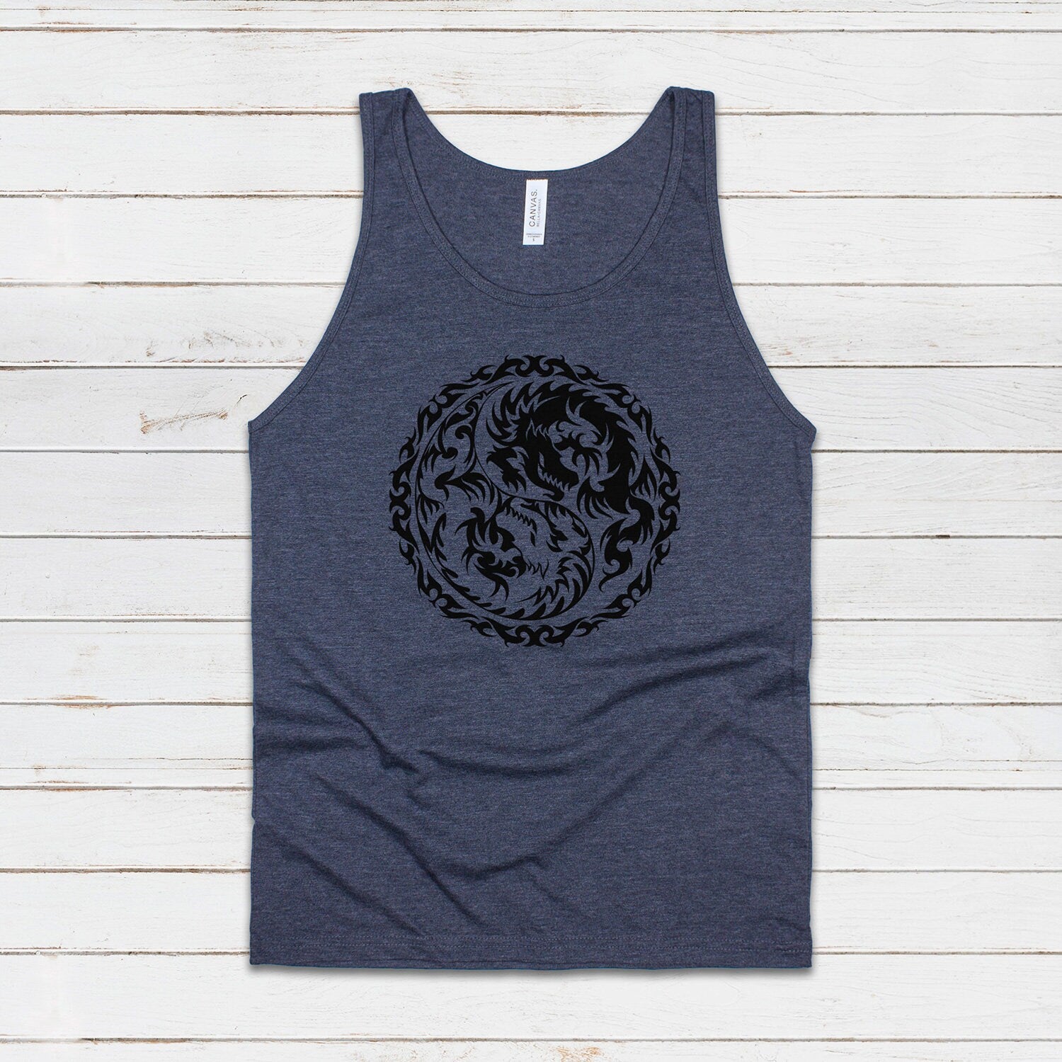 Yin Yang Dragons Tank Top Dragon Taoism Japanese Chinese Zen Yoga Gym Casual Martial Arts Taijitu Women's Mens Printed Cami Tee Vest T Shirt
