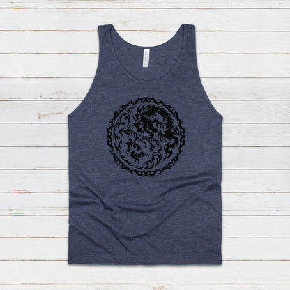 Yin Yang Dragons Tank Top Dragon Taoism Japanese Chinese Zen Yoga Gym Casual Martial Arts Taijitu Women's Mens Printed Cami Tee Vest T Shirt