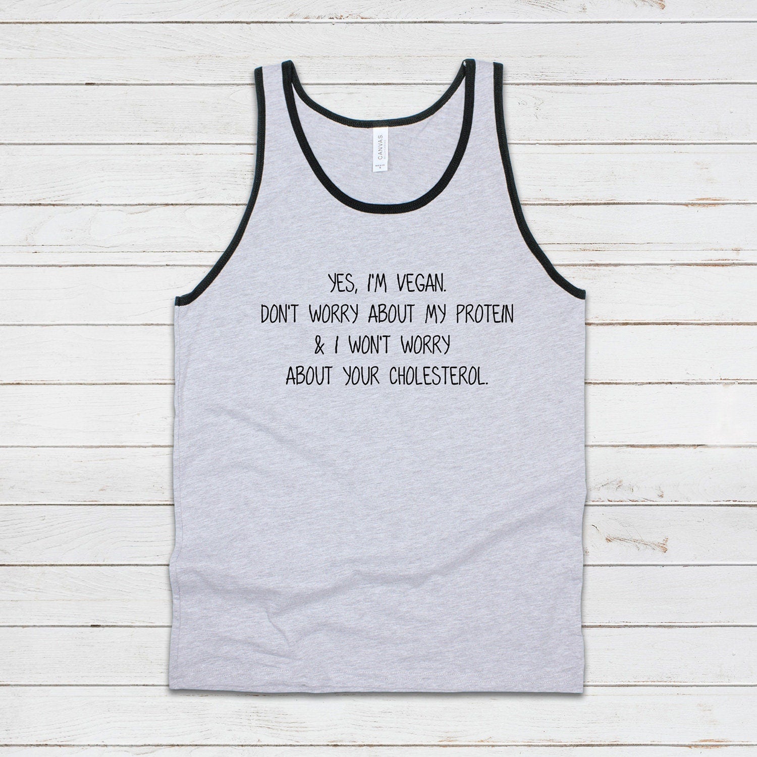 Vegan Protein Tank Top Funny Ironic Sarcasm Vegetarian ALF Animal Rights Liberation Be Kind Climate Change Mens Womens Printed Vest Cami Tee