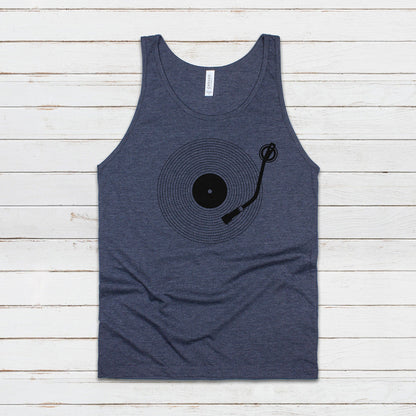 Turntable Tank Top LP Vinyl Record Player DJ Deck Decks Drum and Bass Junglist & Synth Music DnB Festival Mens Womens Printed Cami Vest Tee