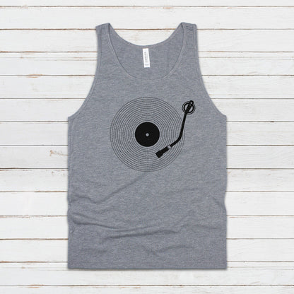 Turntable Tank Top LP Vinyl Record Player DJ Deck Decks Drum and Bass Junglist & Synth Music DnB Festival Mens Womens Printed Cami Vest Tee