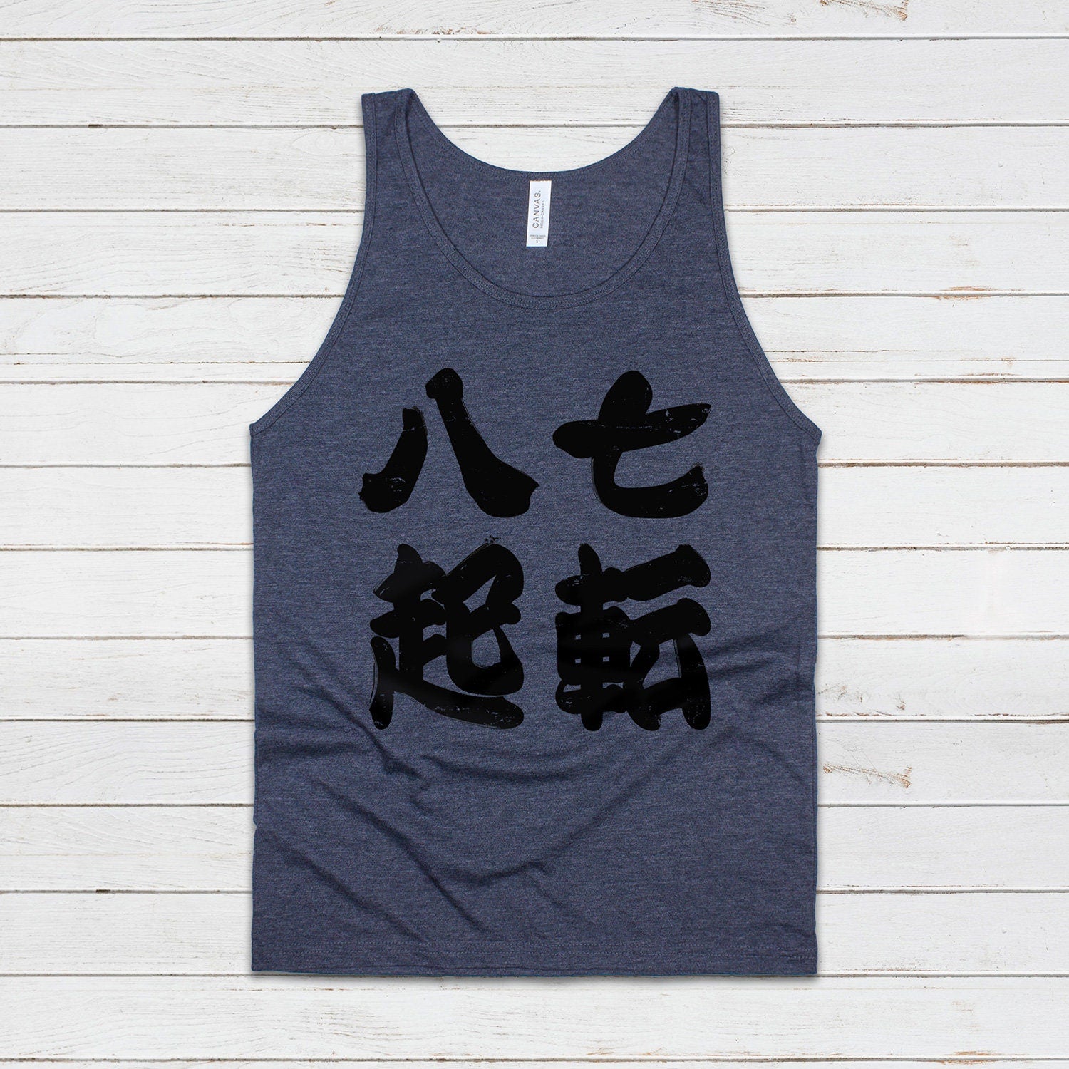 Japanese Tank Top Shichiten Hakki/ Nanakorobi Yaoki Japan Yoga Gym Boxing Positive Inspirational Graphic Printed Women's Men's Vest Tee Cami