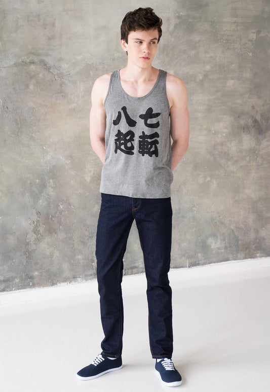 Japanese Tank Top Shichiten Hakki/ Nanakorobi Yaoki Japan Yoga Gym Boxing Positive Inspirational Graphic Printed Women's Men's Vest Tee Cami