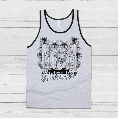 Junglist Lion DJ Tank Top Jungle Drum and Bass Dubstep & n Synth Music EDM Deck Festival Gym Mens Womens Graphic Screen Printed Cami Vest