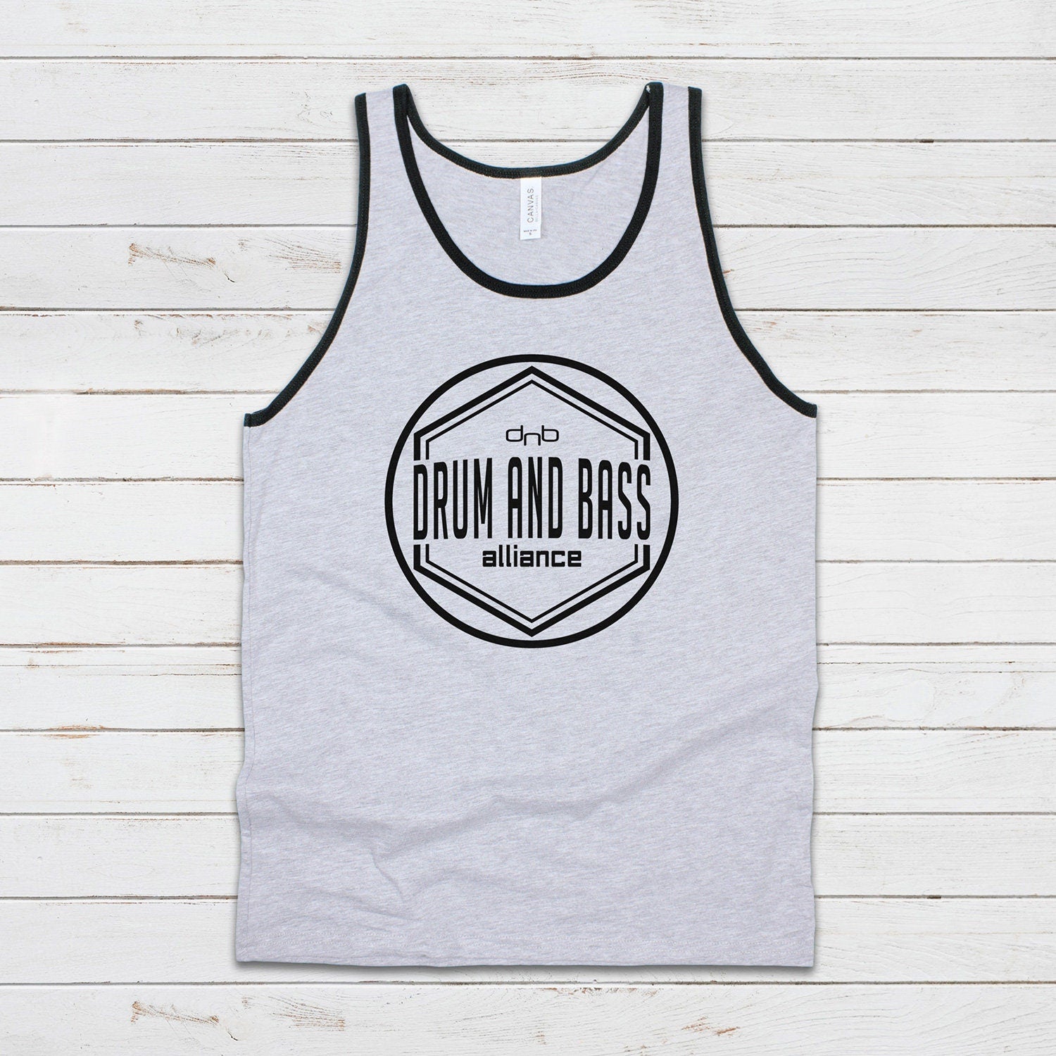 Drum and Bass Alliance Logo Tank Top Jungle Junglist DJ & n DnB Synth Synthesizer Music Producer Festival Mens Womens Printed Cami Vest Tee