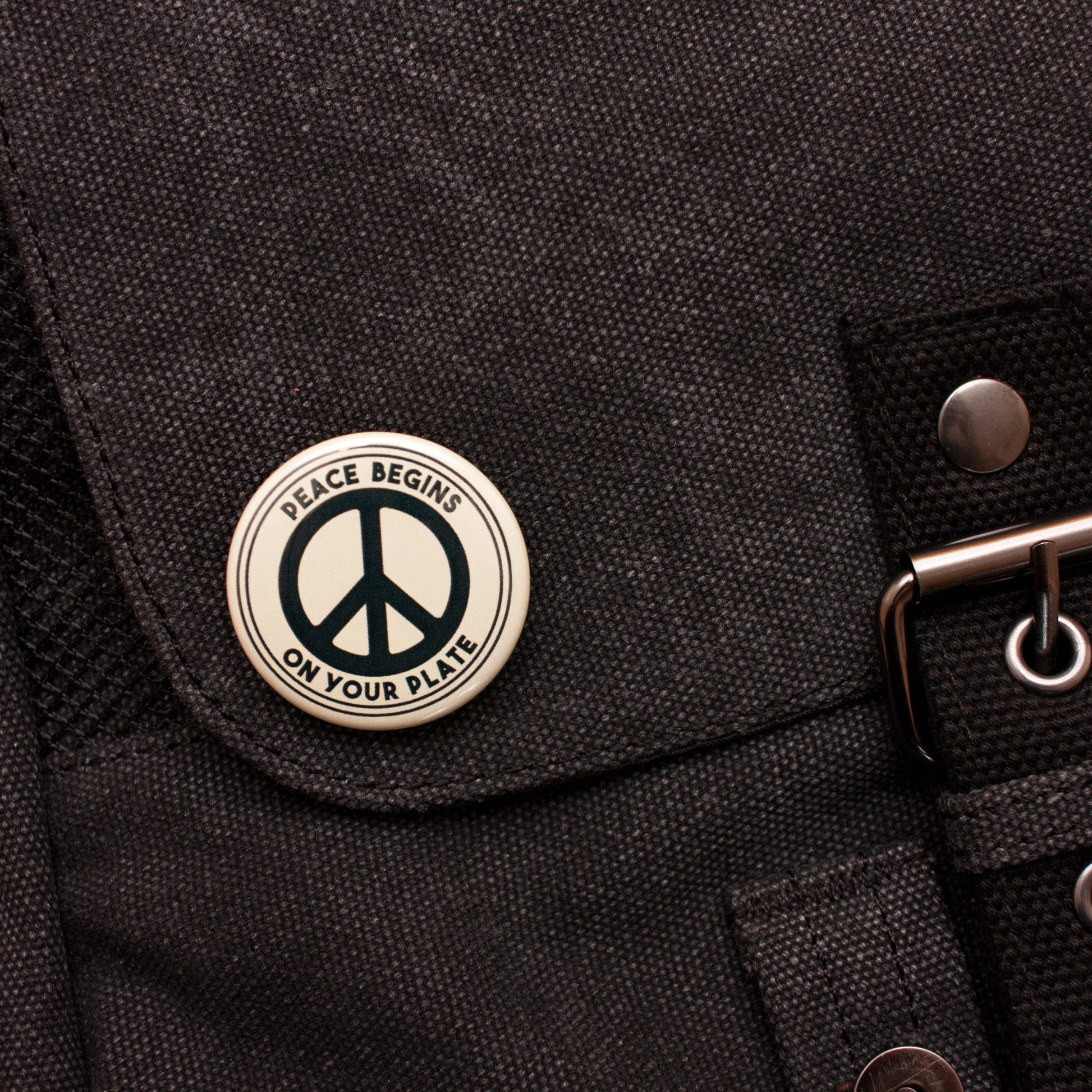Vegan Badge Peace Begins On Your Plate Vegetarian Animal Liberation Rights ALF AF Veggie 38mm Pin Button Badge Gift Pacifist Activist Slogan