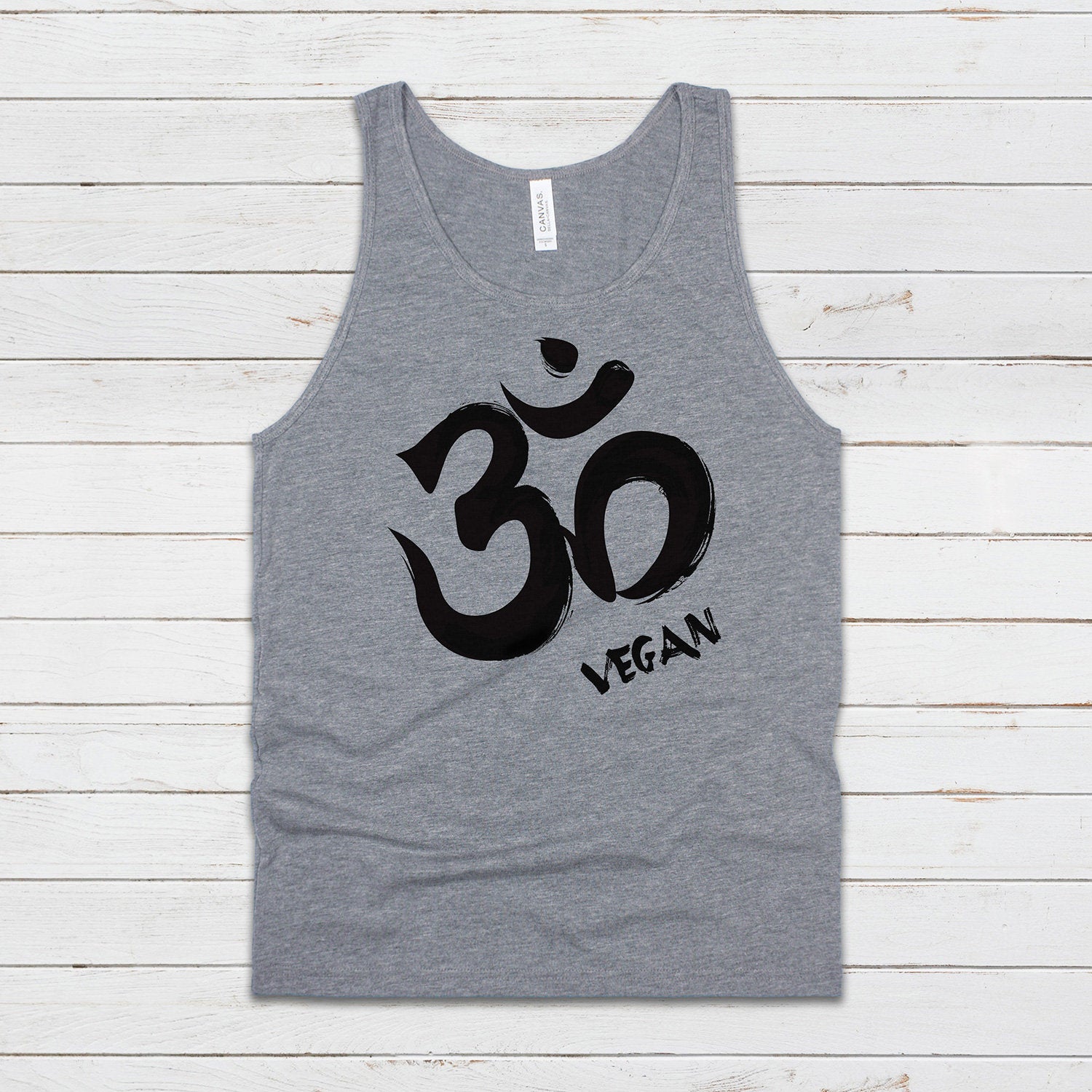 Om Vegan Tank Top Ohm Aum Yoga Meditation Sanskrit Peace Animal Rights Liberation Be Kind Climate Change Mens Womens Printed Vest Cami Tee