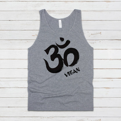 Om Vegan Tank Top Ohm Aum Yoga Meditation Sanskrit Peace Animal Rights Liberation Be Kind Climate Change Mens Womens Printed Vest Cami Tee