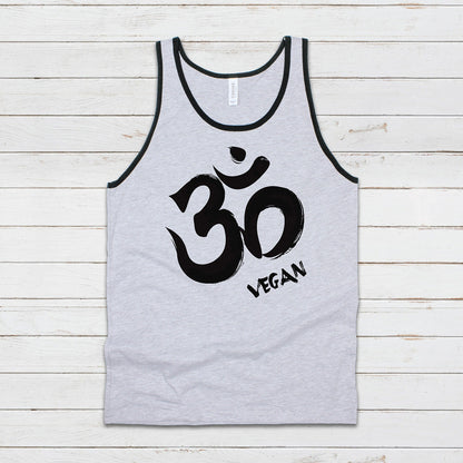 Om Vegan Tank Top Ohm Aum Yoga Meditation Sanskrit Peace Animal Rights Liberation Be Kind Climate Change Mens Womens Printed Vest Cami Tee