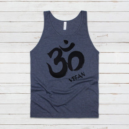 Om Vegan Tank Top Ohm Aum Yoga Meditation Sanskrit Peace Animal Rights Liberation Be Kind Climate Change Mens Womens Printed Vest Cami Tee