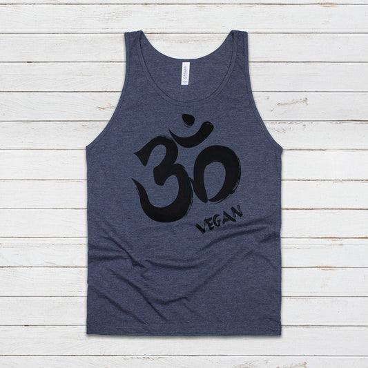 Om Vegan Tank Top Ohm Aum Yoga Meditation Sanskrit Peace Animal Rights Liberation Be Kind Climate Change Mens Womens Printed Vest Cami Tee